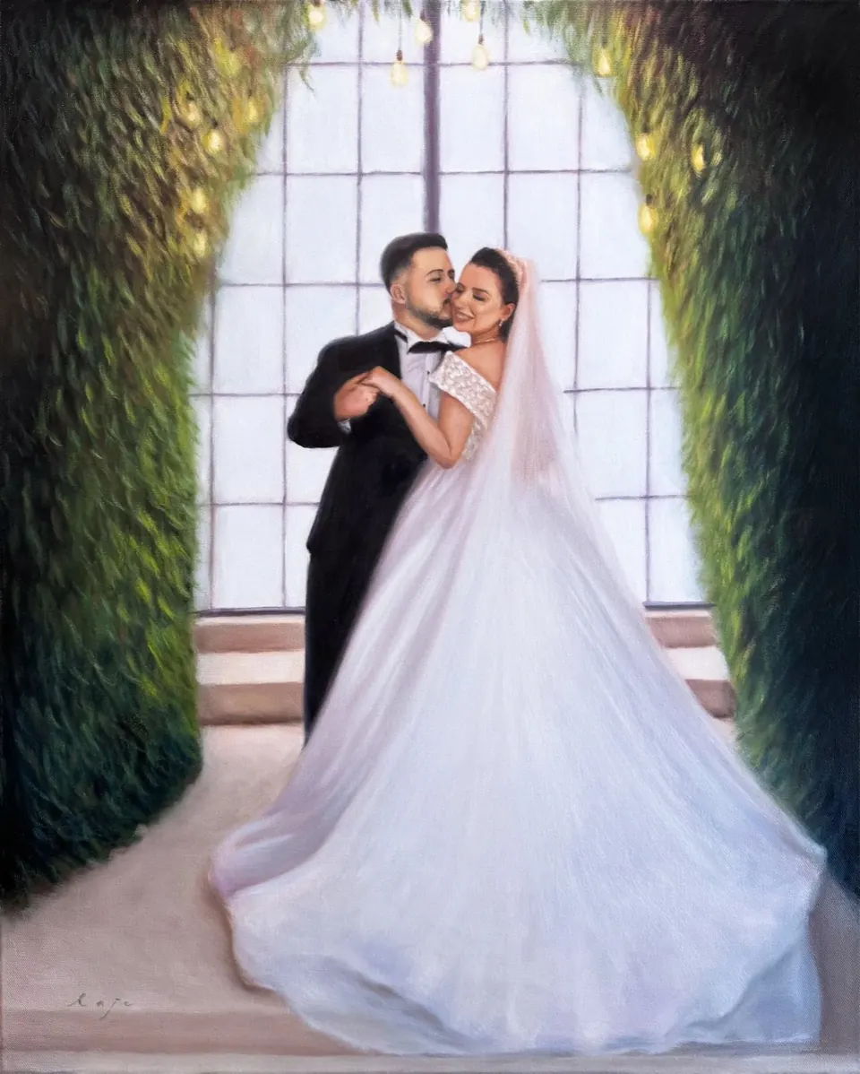 Live wedding painting of couple